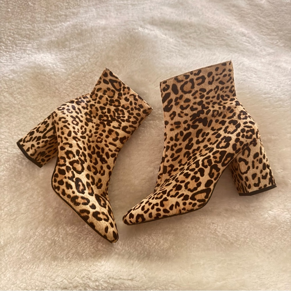 Halogen Brown Tan Ankle Booties with Block Heel